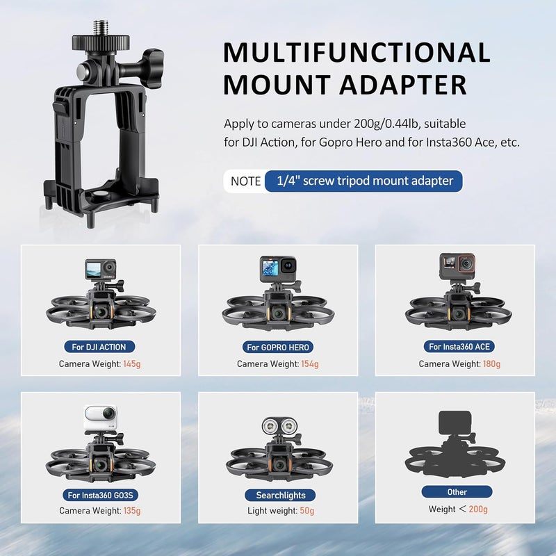 Fly Drone نظام إسقاط الطائرات بدون طيار Avata 2، إصدار إسقاط للـ DJI Avata 2، محول حامل ثلاثي القوائم 2 في 1 للـ DJI Osmo Action 5 Pro/Action 4 / للـ GoPro HERO12/ للـ Insta360، ملحقات Avata 2 - Image 4